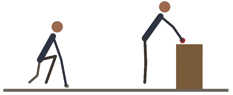 A pose study sketch of two figures, one reaching for a box
