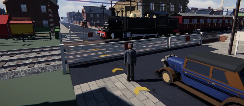 Mill Street on a computer screen, the train at the level crossing