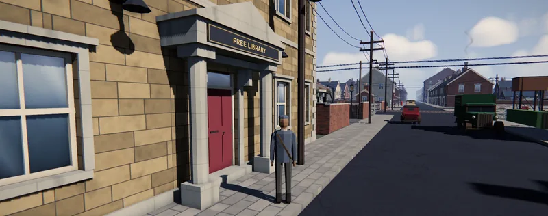 The finished Free Library on North Street, in the game